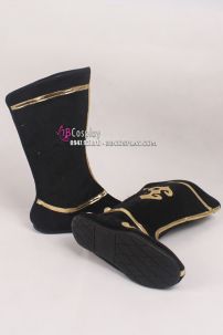 Giày Cổ Trang Nam Đen Viền Vàng