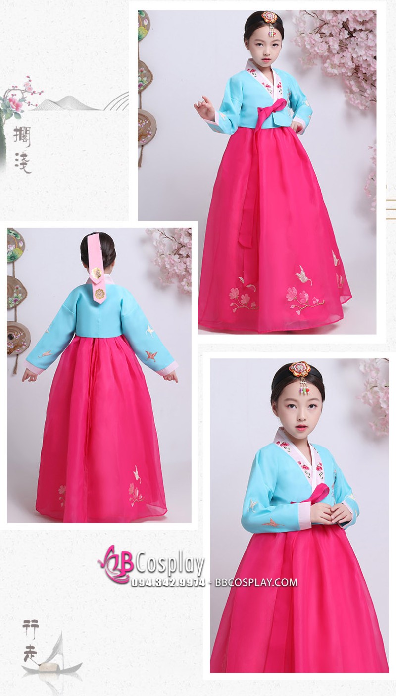Hanbok Đẹp Cho Bé Gái Voan Thêu