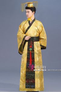 Trang Phục Hoàng Thượng Giá Rẻ Màu Vàng Viền Đen
