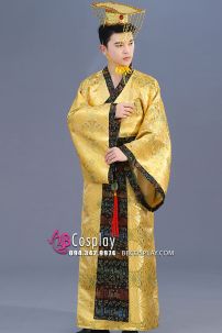 Trang Phục Hoàng Thượng Giá Rẻ Màu Vàng Viền Đen