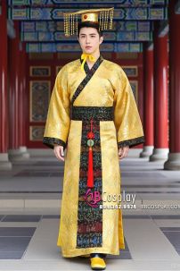 Trang Phục Hoàng Thượng Giá Rẻ Màu Vàng Viền Đen
