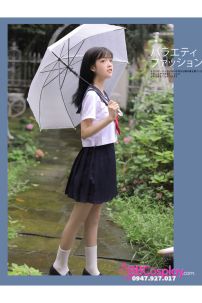 Nữ Sinh Áo Trắng 3 Sọc - Váy Xanh Đen Cơ Bản