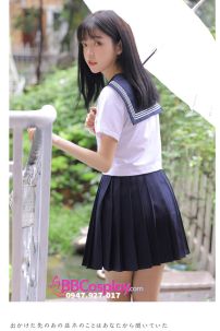 Nữ Sinh Áo Trắng 3 Sọc - Váy Xanh Đen Cơ Bản