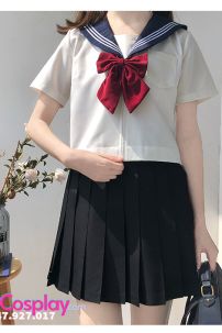 Nữ Sinh Áo Trắng 3 Sọc - Váy Xanh Đen Cơ Bản