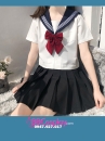 Nữ Sinh Áo Trắng 3 Sọc - Váy Xanh Đen Cơ Bản