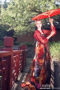 Hán Phục Đỏ Có Choàng In Nhủ