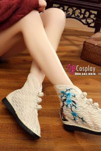 Giày Thêu Hán Phục Màu Kem