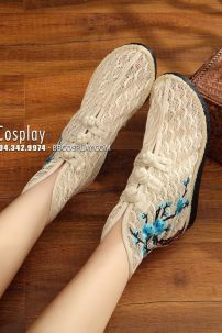 Giày Thêu Hán Phục Màu Kem