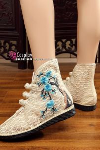 Giày Thêu Hán Phục Màu Kem