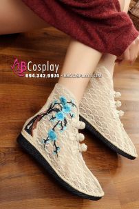 Giày Thêu Hán Phục Màu Kem