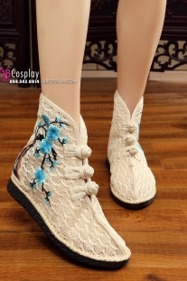 Giày Thêu Hán Phục Màu Kem