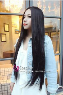 Tóc Giả Đen 2 Mái Dài 70Cm