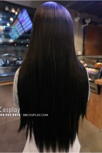 Tóc Giả Đen 2 Mái Dài 70Cm