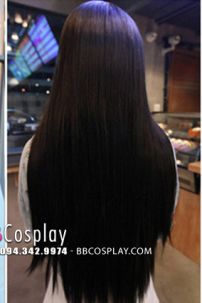 Tóc Giả Đen 2 Mái Dài 70Cm