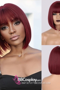 Tóc Ngắn Đỏ Rượu Mái Ngang