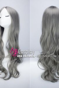 Tóc Xám Khói Xoăn Gợn Sóng Hai Mái 60Cm