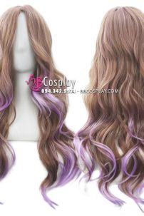 Tóc Xoăn Nâu Line Tím