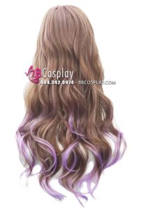Tóc Xoăn Nâu Line Tím