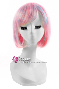 Tóc Ngắn Ngang Vai Hồng Line Xanh Nhạt