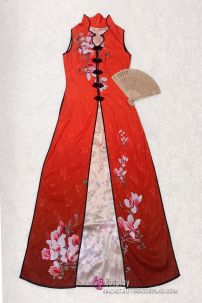 Áo Dài Cách Điệu Đỏ Cam Size M