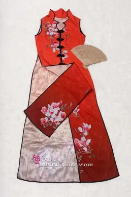 Áo Dài Cách Điệu Đỏ Cam Size M