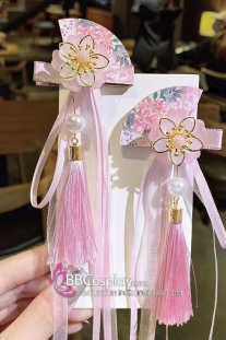 Cặp Kẹp Hoa Quạt Hồng Phấn