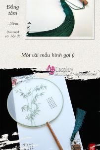 Quạt Tròn Cán Tre Tiểu Khả Ái Cá Chép Vàng