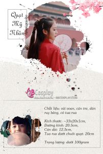 Quạt Cổ Trung Hoa Cán Ngắn Hoa Đào