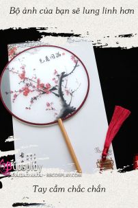 Quạt Cổ Trung Hoa Cán Ngắn Hoa Đào