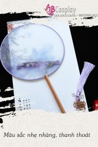 Quạt Cổ Trung Hoa Cán Ngắn Hoa Đào