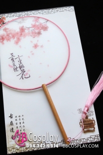 Quạt Cổ Trung Hoa Cán Ngắn Hoa Đào
