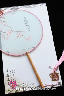 Quạt Cổ Trang Tiểu Tú Cán Ngắn Hoa Đào