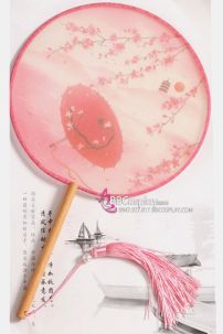 Quạt Tròn Cổ Trang Quạt Mỹ Nhân Hoa Đỏ Và Dù Đỏ