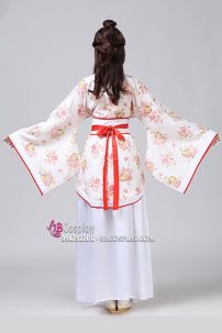 Đồ Nữ Nhà Tần Áo Hoa Váy Trắng Viền Đỏ