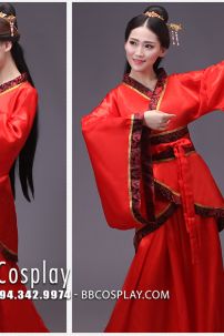 Đồ Nữ Thời Tần Áo Đỏ Váy Đỏ Viền Gấm