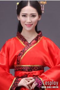 Đồ Nữ Thời Tần Áo Đỏ Váy Đỏ Viền Gấm