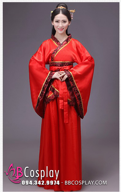 Trang Phục Nữ Thời Tần Áo Đỏ Váy Đỏ Viền Gấm