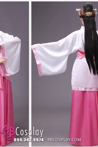 Cổ Trang Thời Tần Áo Trắng Váy Hồng