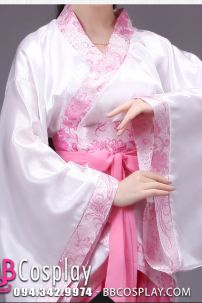 Cổ Trang Thời Tần Áo Trắng Váy Hồng