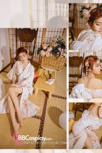 Yukata Vàng Kem Hoa Ngũ Sắc