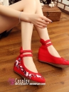 Giày Thêu Hán Phục Hoa Đào Đế Cao 5cm Size 37-38