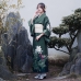 Yukata Xanh Rêu Hoa Trắng Tặng Kèm Thắt Lưng