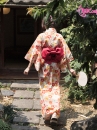 Áo Yukata Hoa Đào Cam Tặng Kèm Thắt Lưng