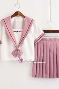 Trang Phục Nữ Sinh Nhật Bản 2020 Cổ Hồng Áo Trắng