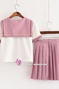 Trang Phục Nữ Sinh Nhật Bản 2020 Cổ Hồng Áo Trắng