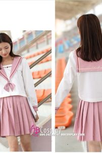 Trang Phục Nữ Sinh Nhật Bản 2020 Cổ Hồng Áo Trắng