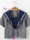 Đồ Seifuku Nữ Sinh Nhật Áo Xám Cổ Xanh Tay Ngắn