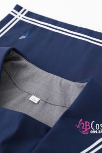 Trang Phục Seifuku Nữ Sinh Nhật Áo Xám Cổ Xanh Tay Ngắn