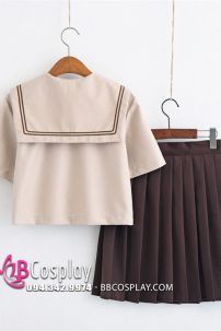 Đồng Phục Nữ Sinh Nhật Seifuku Cafe Sữa Ngắn Tay