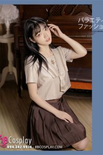 Đồng Phục Nữ Sinh Nhật Seifuku Cafe Sữa Ngắn Tay